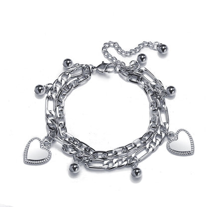 Vintage Black And White Checkerboard Heart Shaped Pendant Bracelet Wholesale