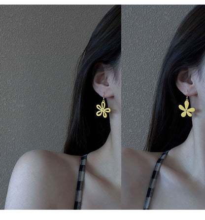 Asymmetric Flower Earrings Summer Petal Alloy Earrings