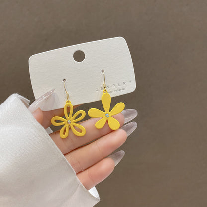 Asymmetric Flower Earrings Summer Petal Alloy Earrings