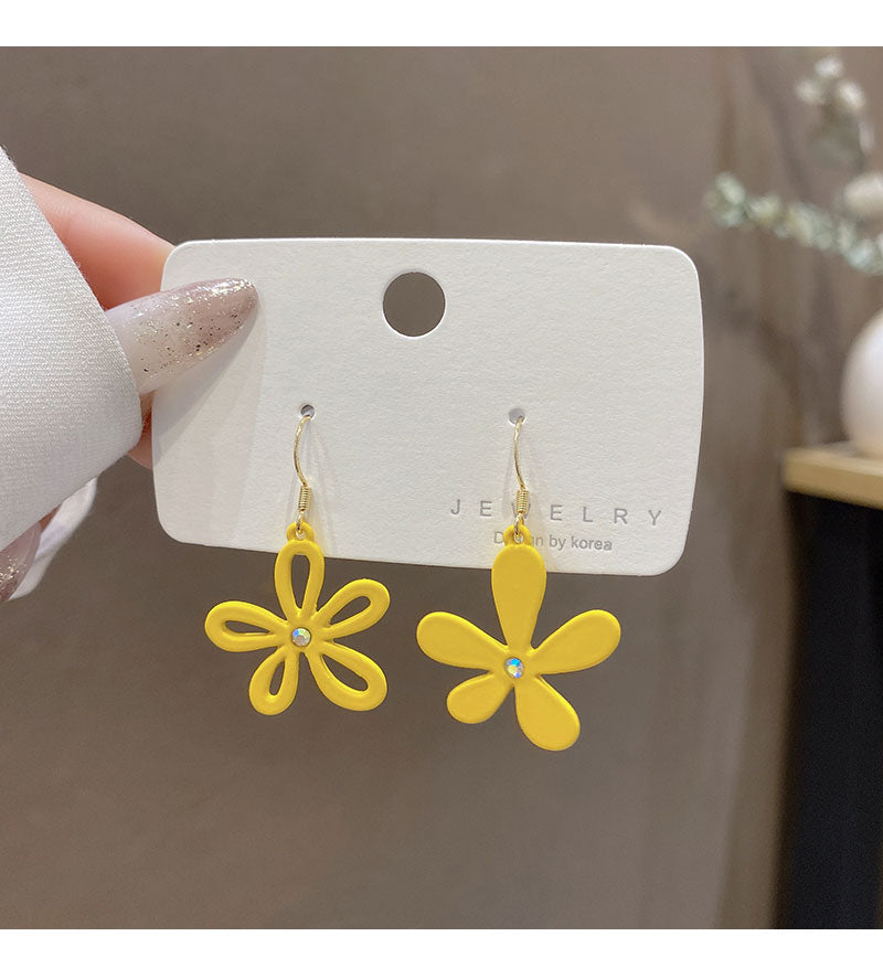 Asymmetric Flower Earrings Summer Petal Alloy Earrings