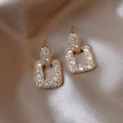 Fashion Geometric Rhinestone Artificial Gemstones Earrings