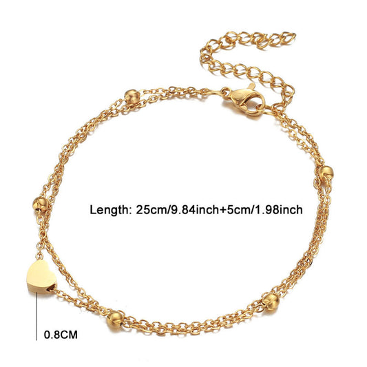 Wholesale Jewelry Simple Style Heart Shape Stainless Steel Anklet