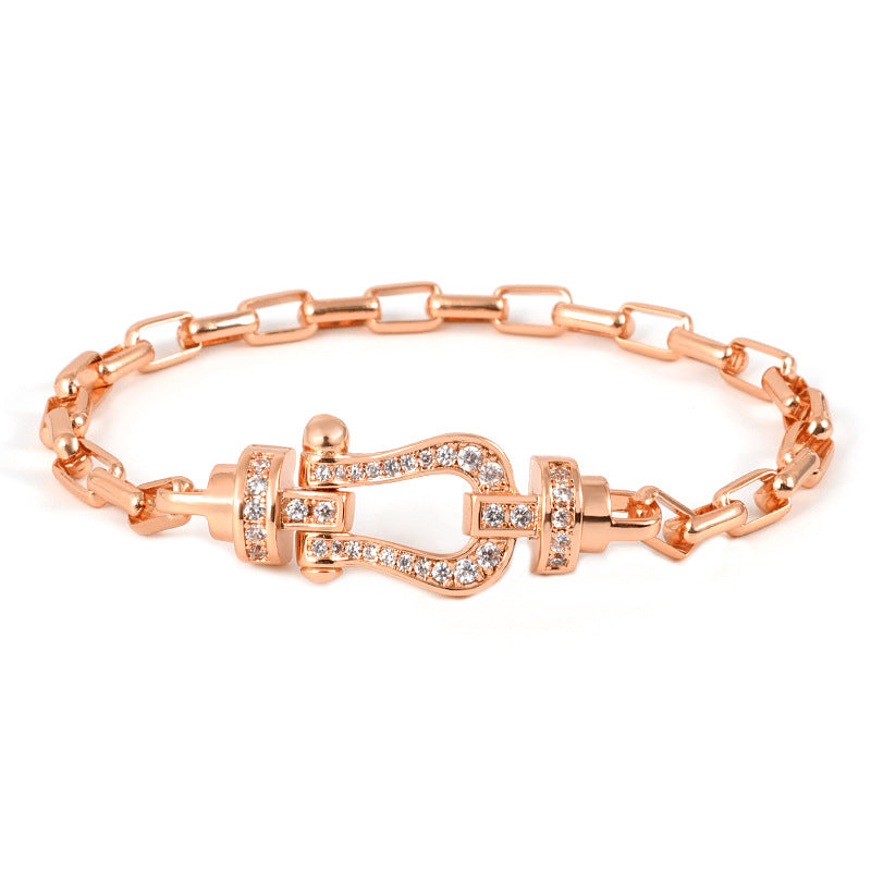 Elegant Simple Style Classic Style Geometric Copper Plating Inlay Artificial Gemstones Bracelets