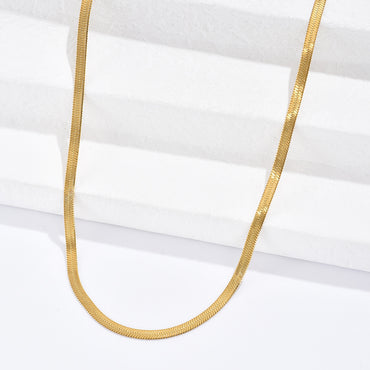 Simple Plain Chain Blade Chain Necklace In Titanium Steel Fashion Gold