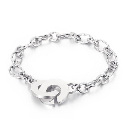 Fashion New Stainless Steel Twisted Stitching Chain Bracelet Women