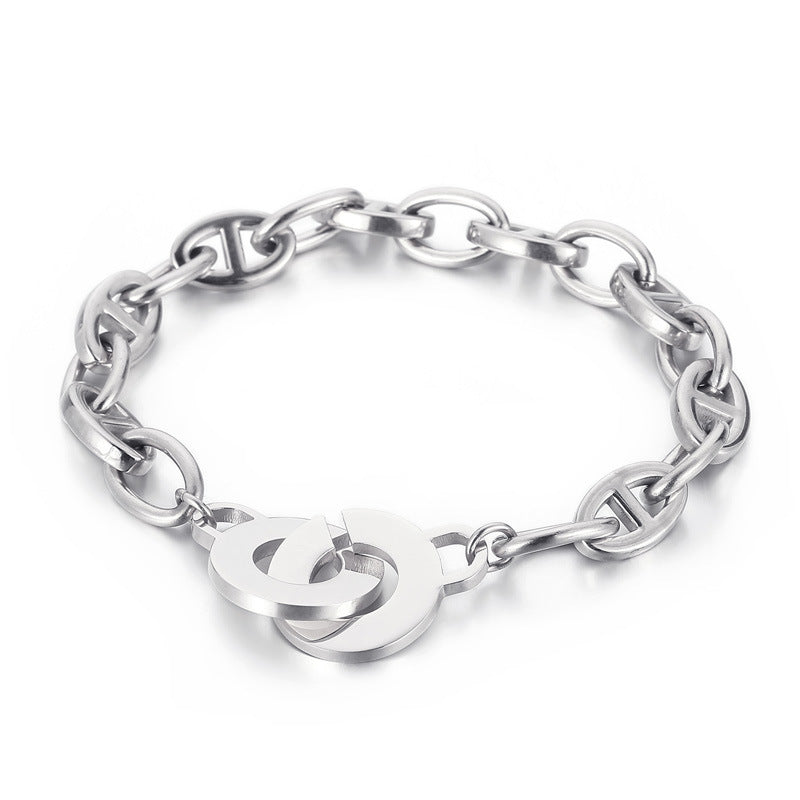 Stainless Steel Women's Jewelry Chain Oval Open Buckle Splicing Gold Bracelet