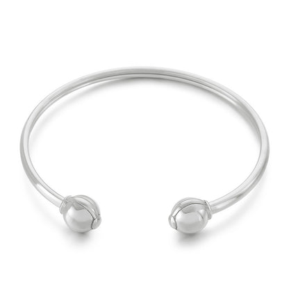 Fashion Simple Ball Stainless Steel Open Bracelet