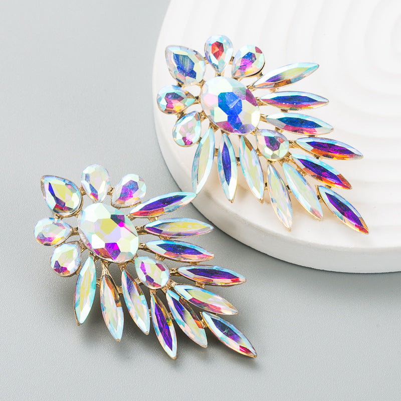 Fashion Shiny Alloy Colored Diamond Earrings Female Wholesale