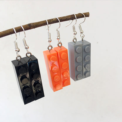 Retro Childlike Color Building Block Earrings