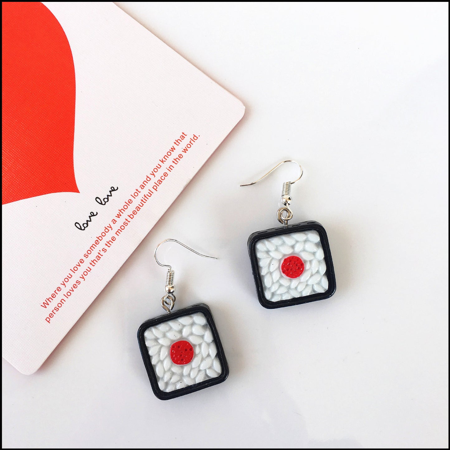 Cute Funny Japanese Rice Ball Pendant Earrings Ear Clip