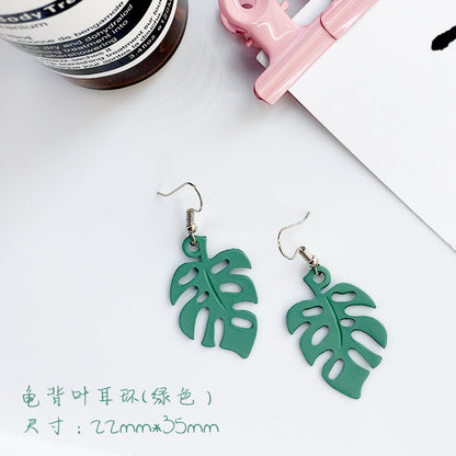 Fashion Leaf Earrings Simple Solid Color Alloy Ear Hook