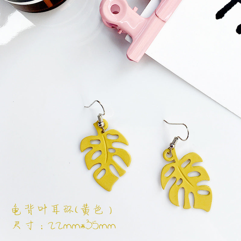 Fashion Leaf Earrings Simple Solid Color Alloy Ear Hook