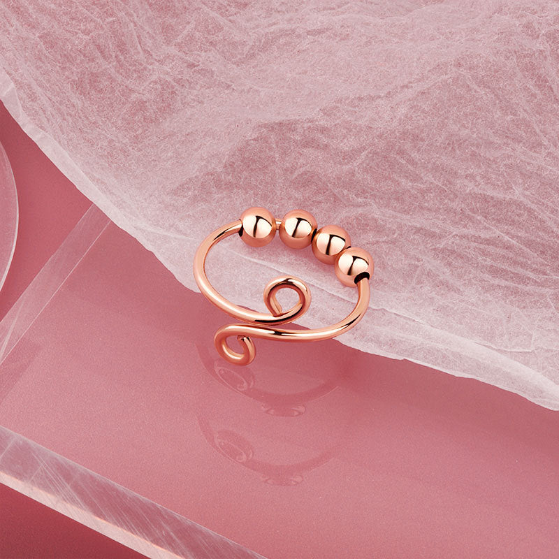 Wholesale Simple Style Geometric Copper Beaded Open Rings Anxiety Ring