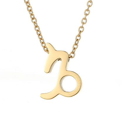 Fashion Zodiac Constellation Pendant Stainless Steel Gold Plated Necklace