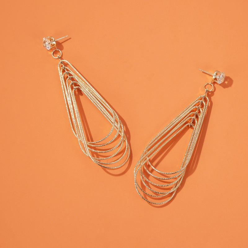 New Retro Exaggerated Geometric Pattern Multi-layer Drop Earrings Wholesale