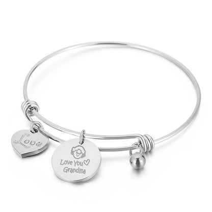 Creative Adjust Telescopic Wire Heart-shaped Circle Mother's Day Stainless Steel Bracelet