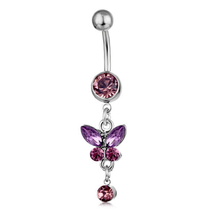 Spot Wholesale European And American Piercing Jewelry Butterfly Strap Belly Button Ring Belly Button Nail
