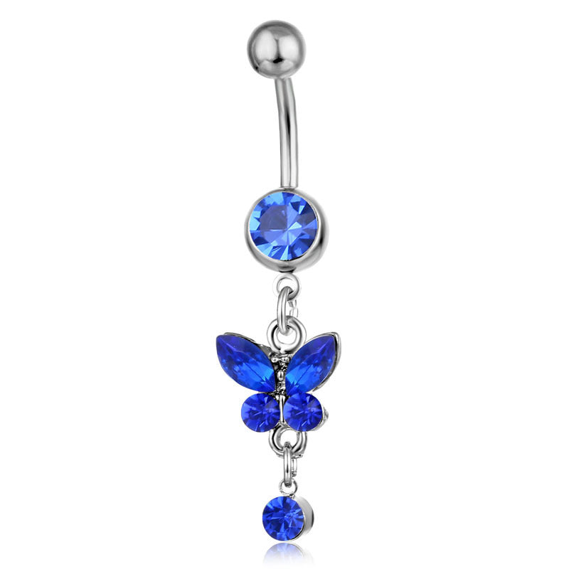 Spot Wholesale European And American Piercing Jewelry Butterfly Strap Belly Button Ring Belly Button Nail