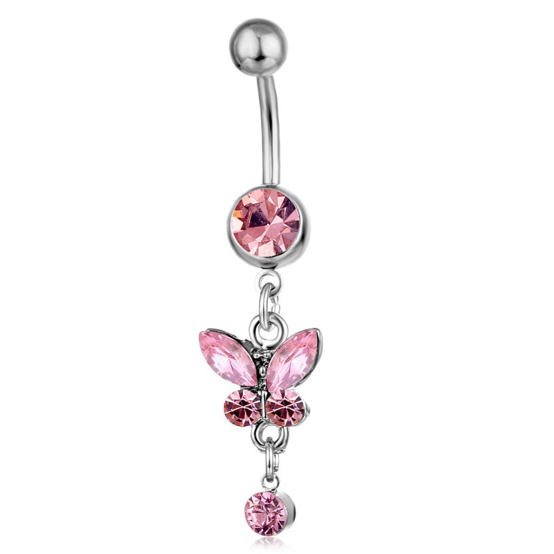 Spot Wholesale European And American Piercing Jewelry Butterfly Strap Belly Button Ring Belly Button Nail