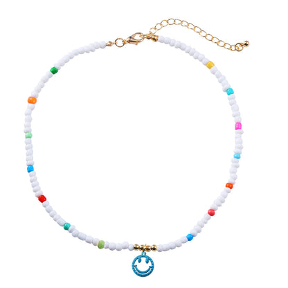 Fashion Cute Colorful Smiley Face Pendant Resin Collarbone Chain