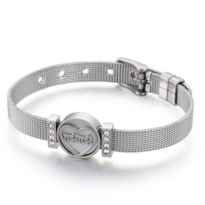 Jewelry Fashion Stainless Steel Mesh Belt Adjustable Heart-shaped Bracelet