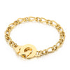 Jewelry Women's Stainless Steel Gold Circle Opening Interlocking Bracelet