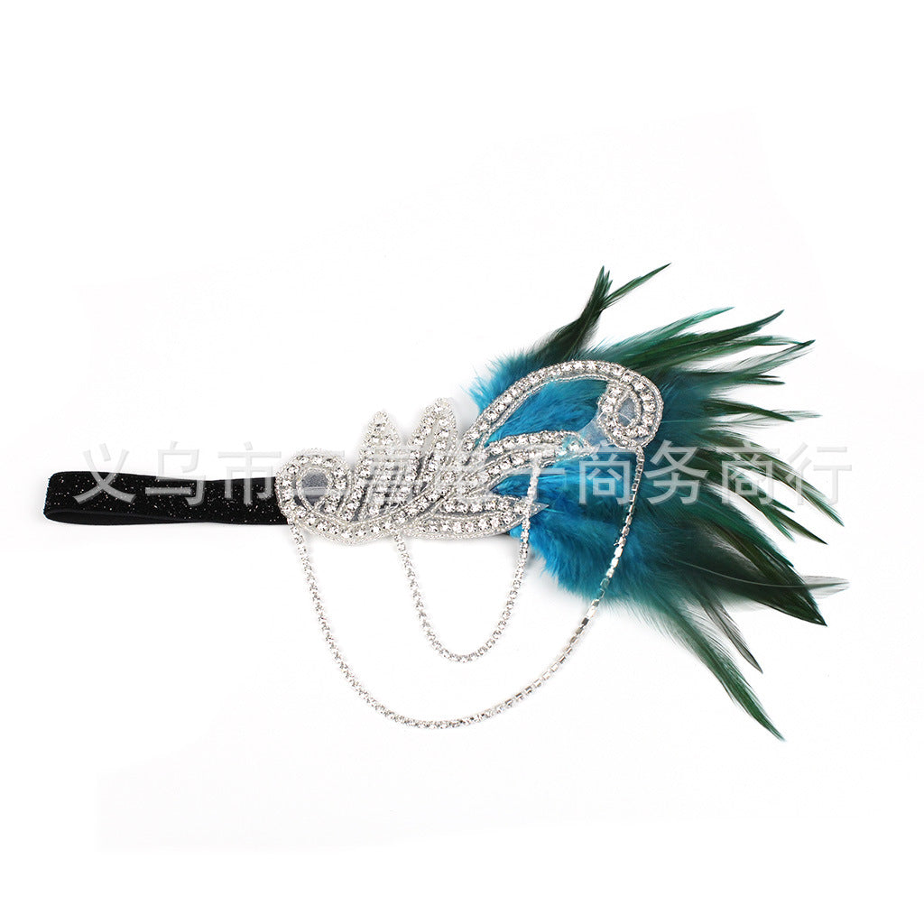 Fashion Retro Tassel Feather Diamond Headband Hairband