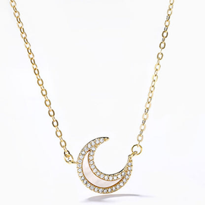 Fritillaria Moon White Simple Gypsophila Crescent Clavicle Alloy Chain