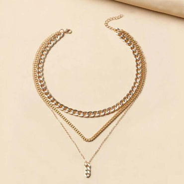 Simple Alloy Necklace Hip-hop Thick Stitching Multi-layer Clavicle Chain