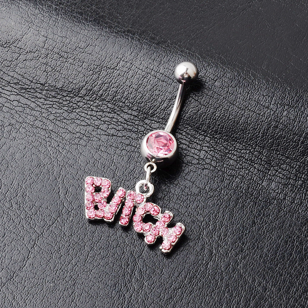 Fashion Letter Alloy Diamond Belly Ring