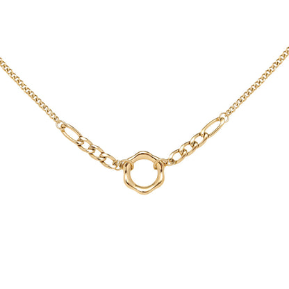 Simple Fashion Chain Ring Titanium Steel Plated 18k Gold Necklace