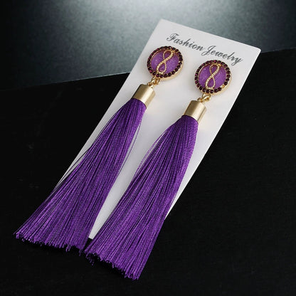 New Long Tassel Earrings High-end Diamond 8-character Polyester Earrings