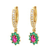 Fashion Retro Earrings Geometric Flower Diamond Copper Drop Earrings