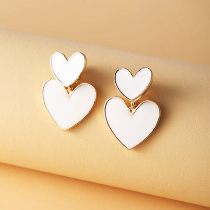 Creative Three-dimensional Peach Heart Checkerboard Stud Earrings Female