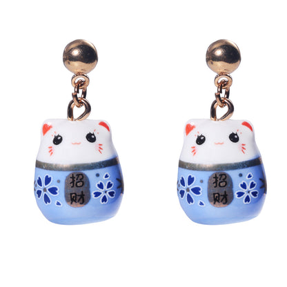 Diy Ceramic Earrings New Cute Style Ceramic Multi-color Lucky Earrings