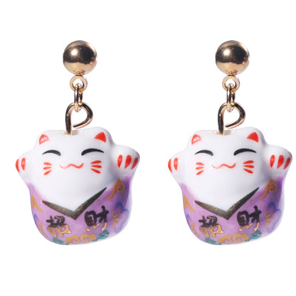 Diy Ceramic Earrings New Cute Style Ceramic Multi-color Lucky Earrings