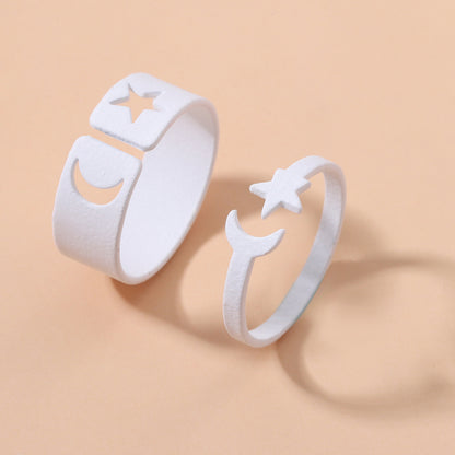 Fashion Simple Star-moon Ring Solid Color Alloy Open Ring