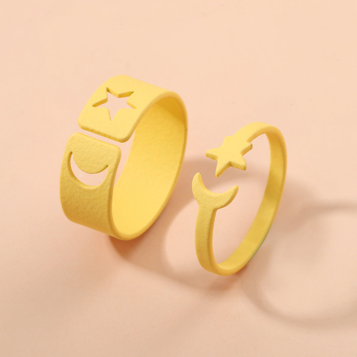 Fashion Simple Star-moon Ring Solid Color Alloy Open Ring