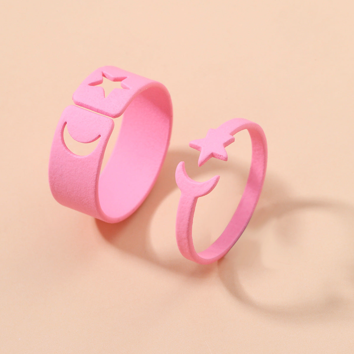 Fashion Simple Star-moon Ring Solid Color Alloy Open Ring