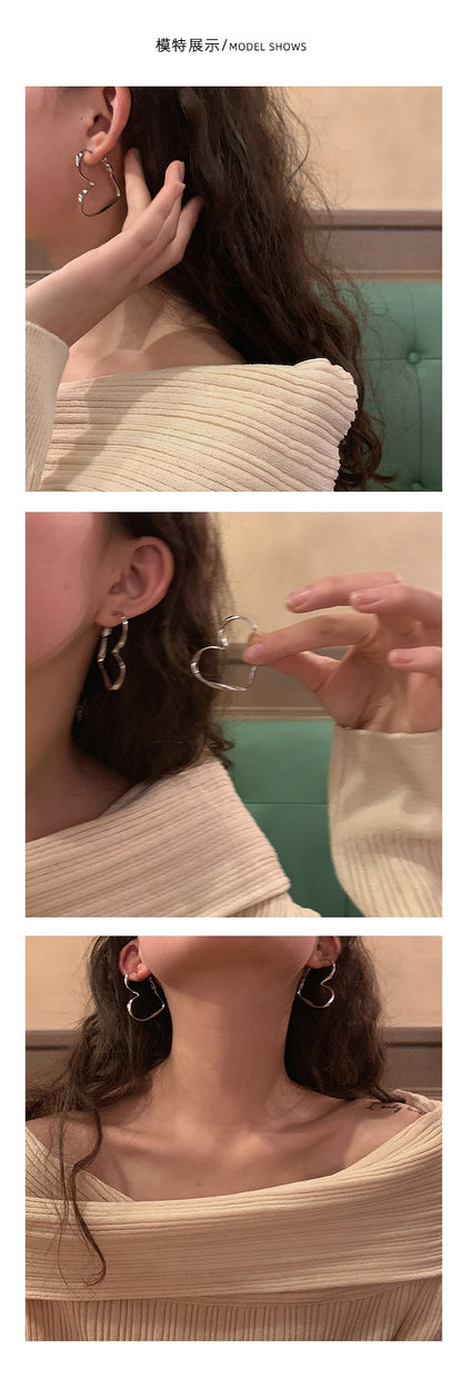 Fashion Big Heart-shaped New Alloy Ear Studs Jewelry
