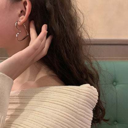 Fashion Big Heart-shaped New Alloy Ear Studs Jewelry
