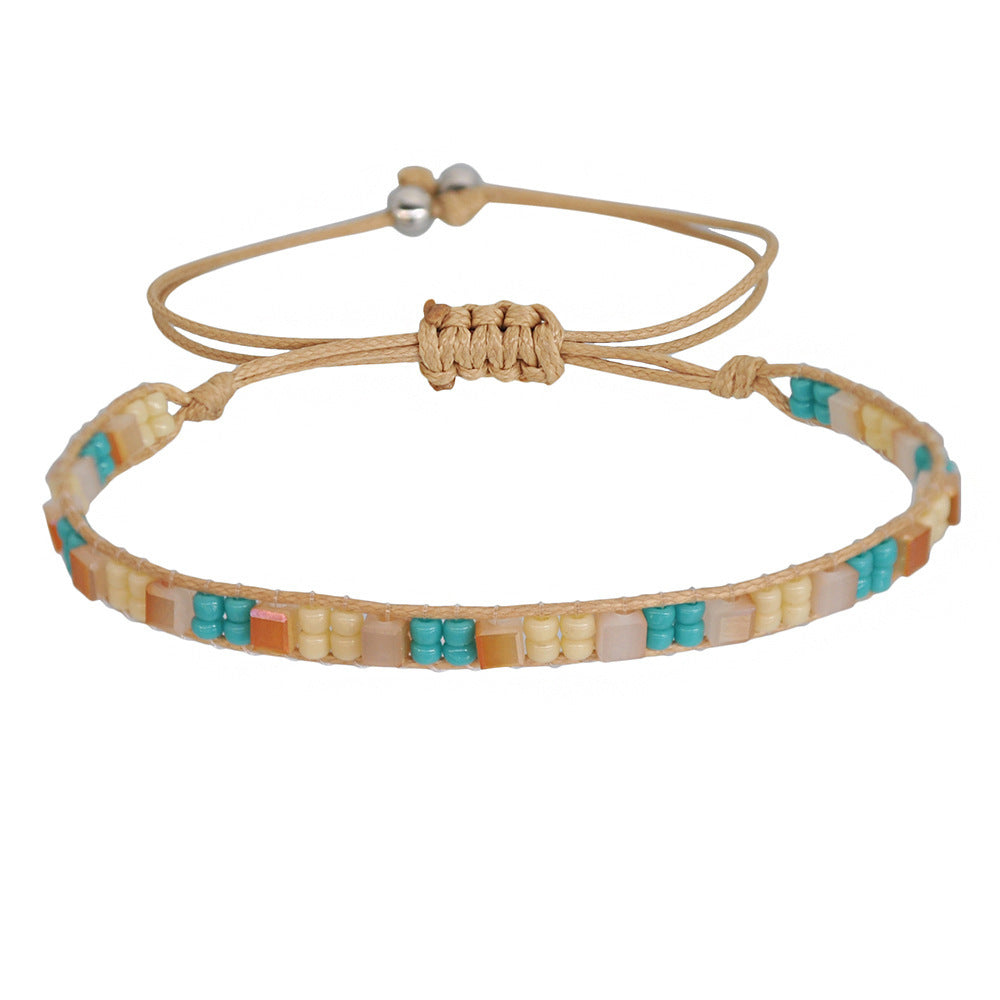 Retro Woven Leather Rope Beaded Bracelet