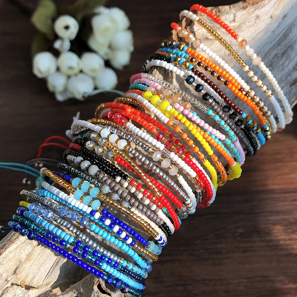 Bohemian Ethnic Style Hand Beaded Multi-Layer Braided Rope Bracelet