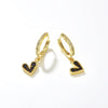 Simple Women's Small Heart-shaped Inlaid Color Zircon Copper Earrings