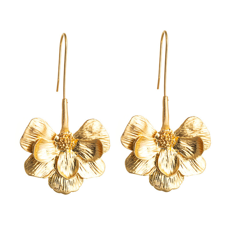 Simple Solid Color Flower Shaped Alloy Ear Hook Earrings Wholesale