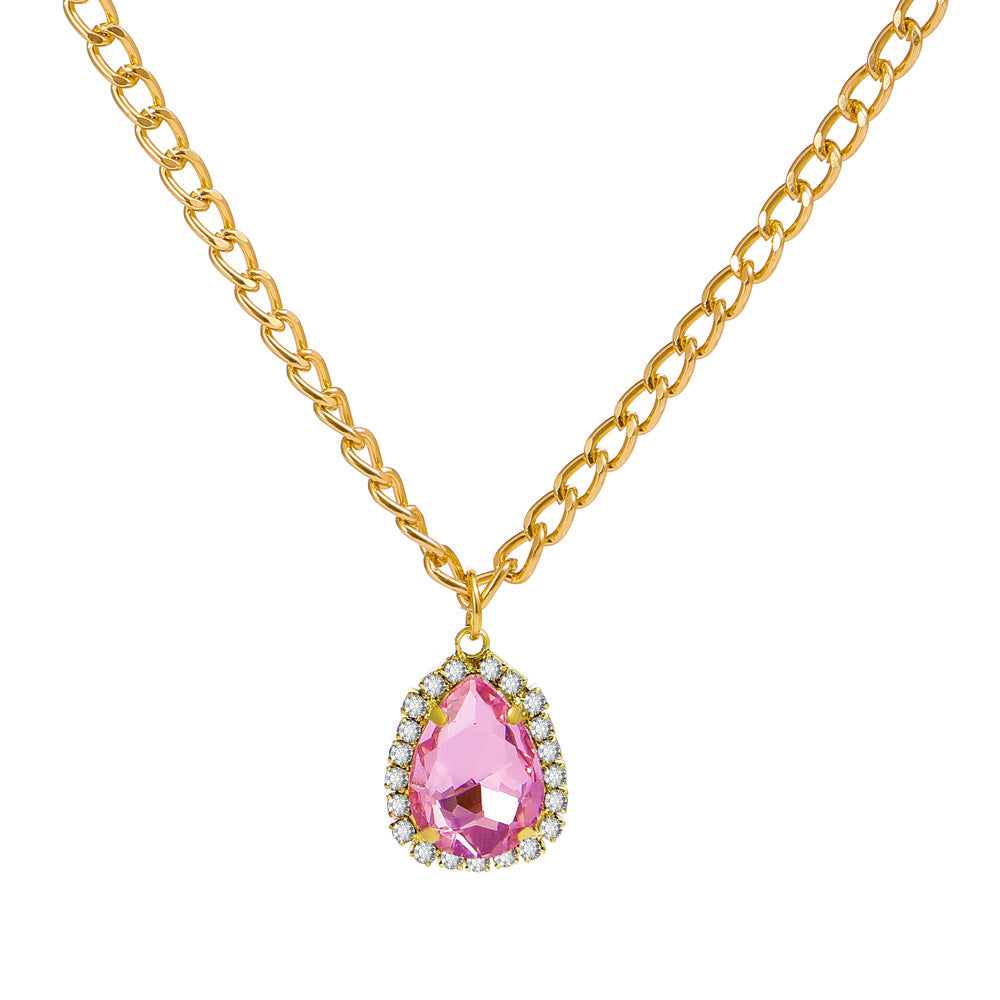 New Micro-encrusted Zircon Water Drop Pendant Alloy Necklace