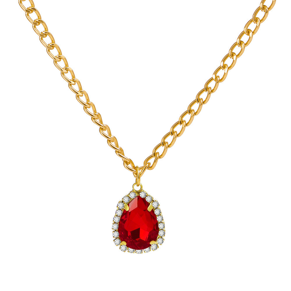 New Micro-encrusted Zircon Water Drop Pendant Alloy Necklace