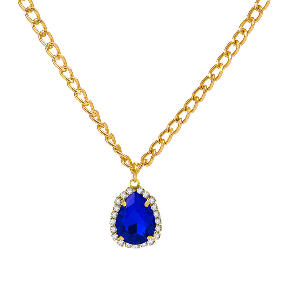 New Micro-encrusted Zircon Water Drop Pendant Alloy Necklace