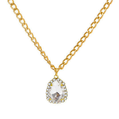 New Micro-encrusted Zircon Water Drop Pendant Alloy Necklace