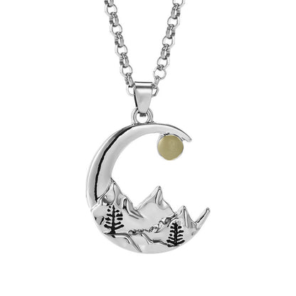 New Moon Cat On The Moon Clavicle Chain Alloy Necklace Wholesale